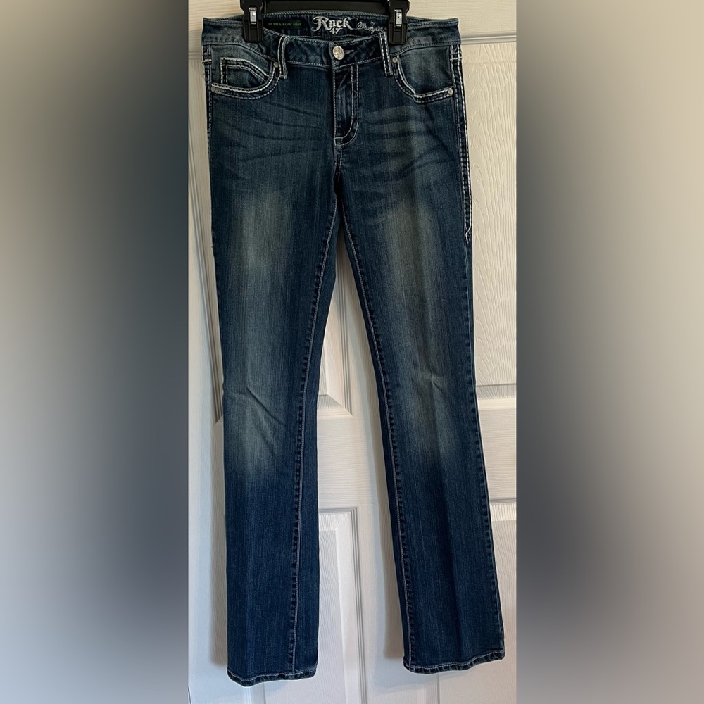 Rock 47 by Wrangler Women’s Ultra Low Rise Jeans Size 5 x 36